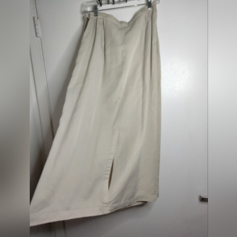 Linden Hill (Size M) Khaki 100% Lyocell Drawstring Slip Pockets Midi/Maxi Skirt - Picture 8 of 12